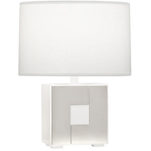 Blox 15.5 inch 100 watt White Enamel with Polished Nickel Table Lamp Portable Light
