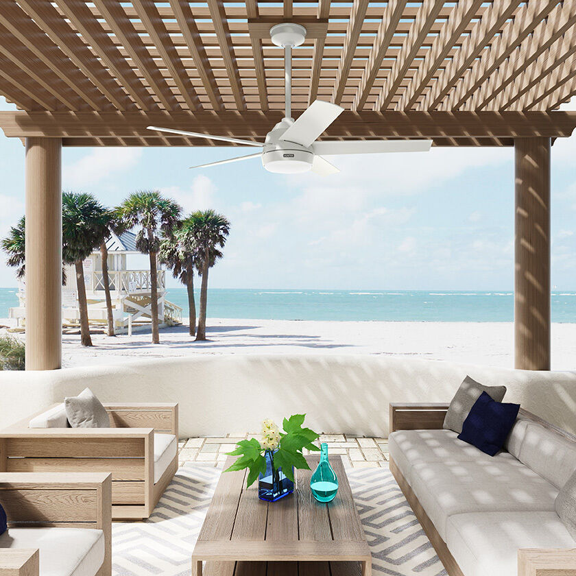 Hunter Fan 52611 Skyflow 52 inch Matte White Outdoor Ceiling Fan