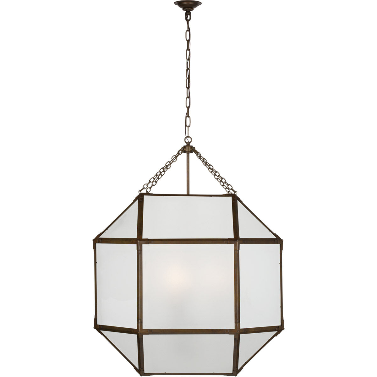 Suzanne Kasler Morris LED 30.5 inch Antique Zinc Grande Lantern Pendant Ceiling Light in Frosted Glass, Grande