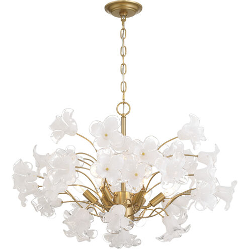 Bloome 6 Light 29 inch Legacy Brass Chandelier Ceiling Light in Clear Handmade Glass