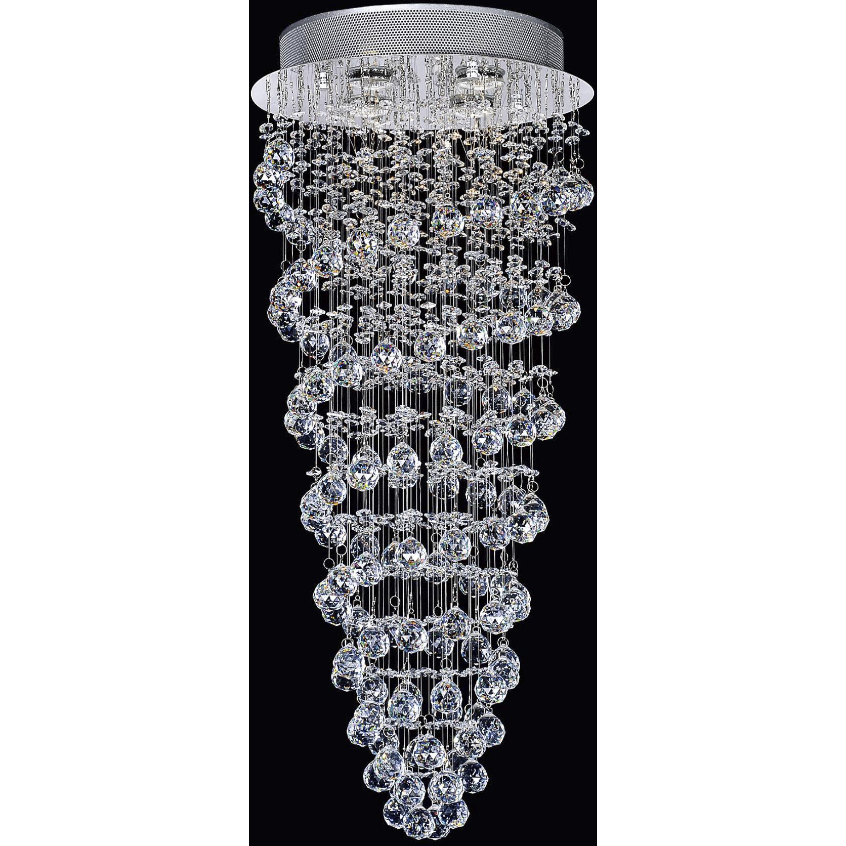 Double Spiral 4 Light 14 inch Chrome Flush Mount Ceiling Light