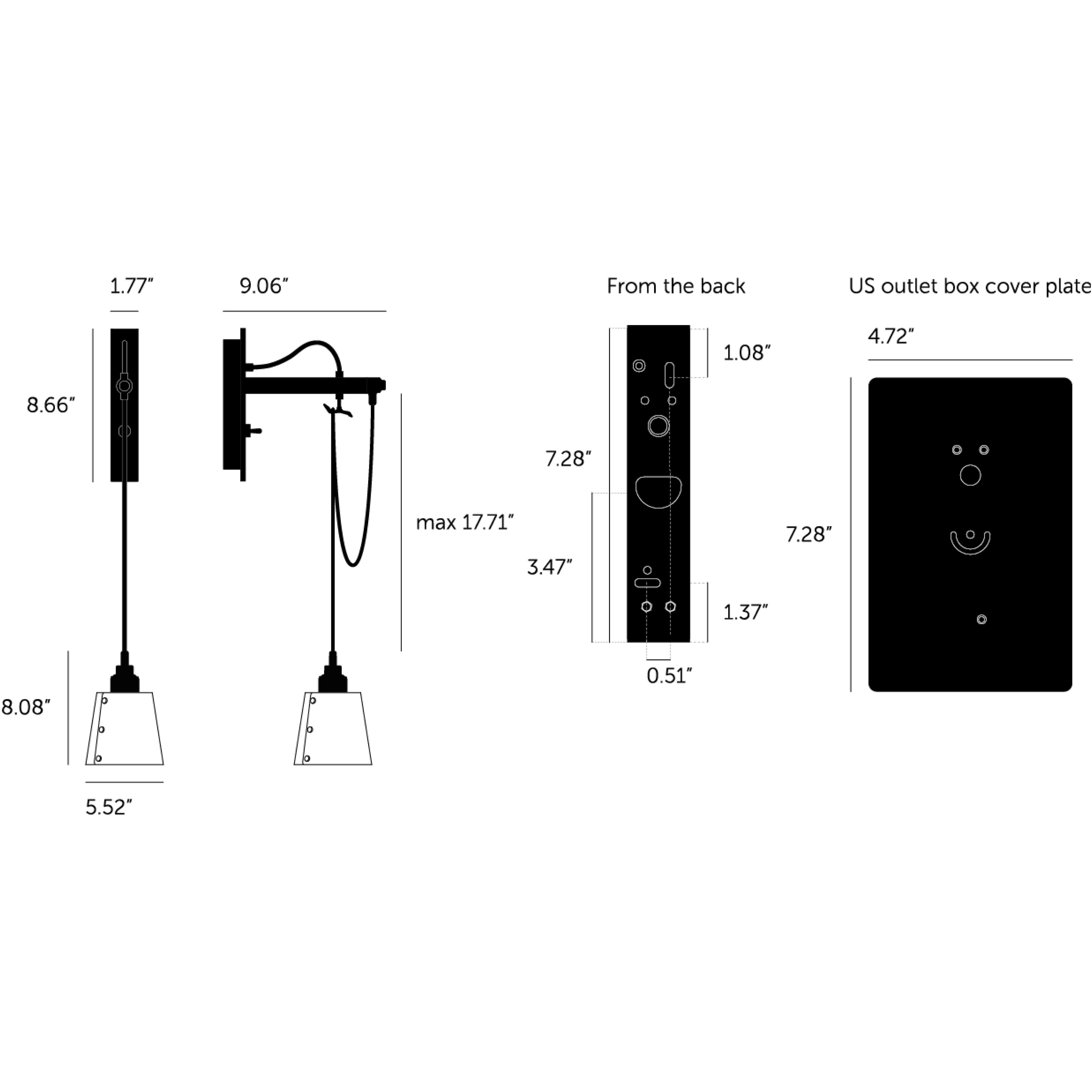 Hooked Wall Light in Stone / Brass