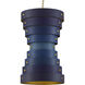 Graduation 6 Light 20 inch Blue/Contemporary Gold Leaf/New Gold Leaf Chandelier Ceiling Light, Small, Hiroshi Koshitaka Collection