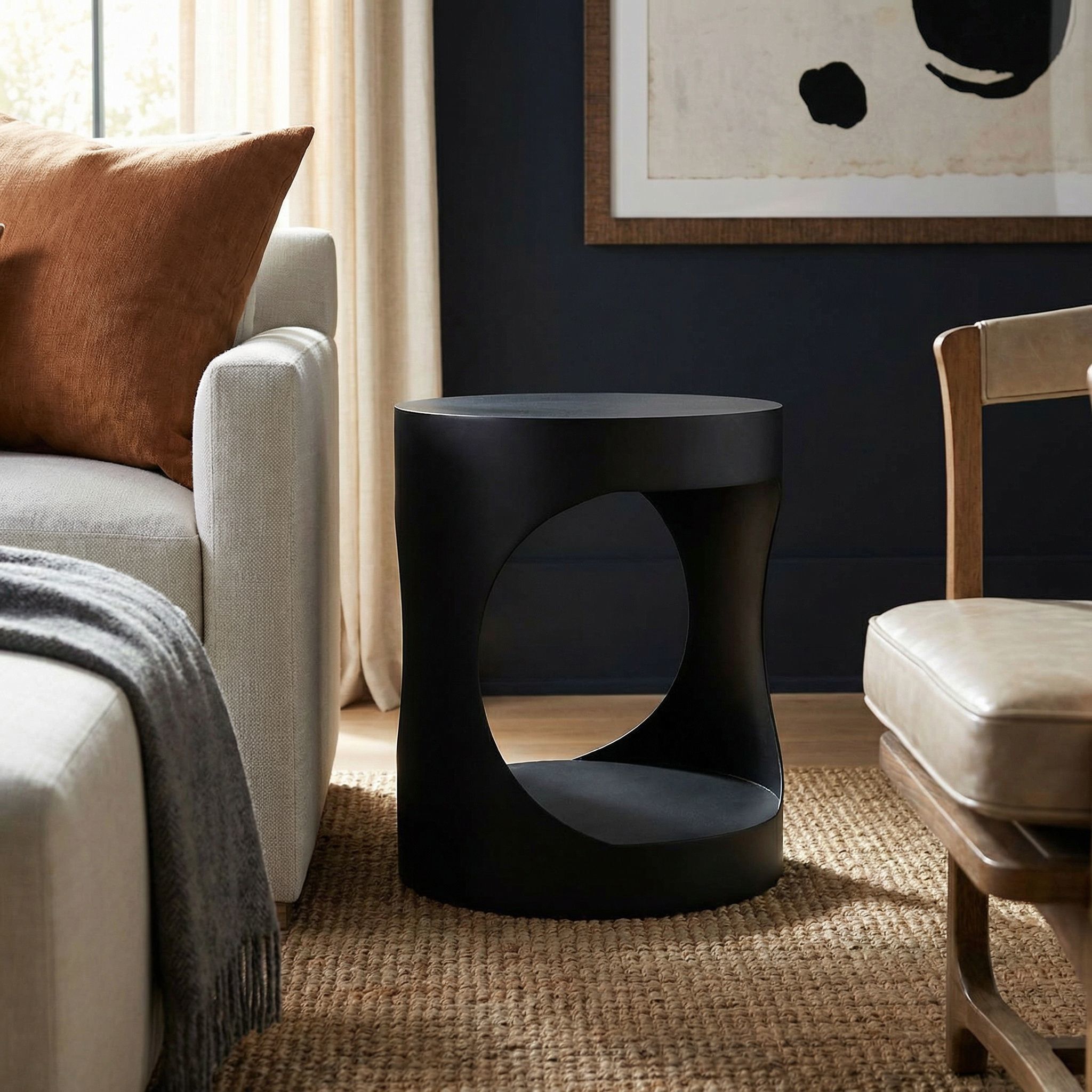 Eclipse 26 X 22 inch Matte Black Side Table, Round