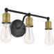 Serif 3 Light 15 inch Brass and Black Wall Sconce Wall Light