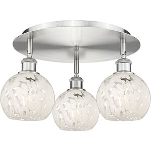 Ballston White Mouchette 3 Light 17.75 inch Satin Nickel Flush Mount Ceiling Light