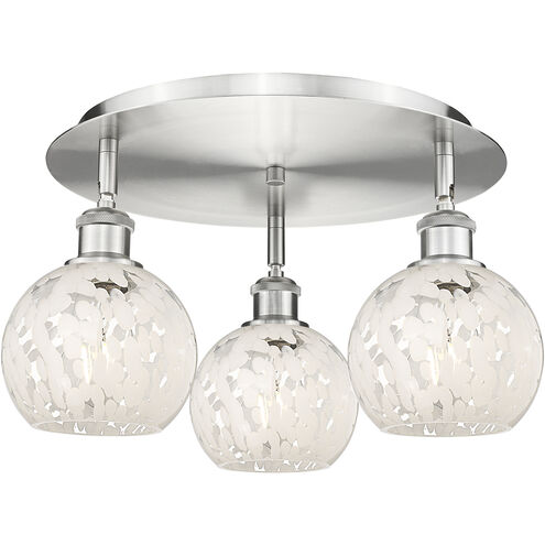 Ballston White Mouchette 3 Light 17.75 inch Satin Nickel Flush Mount Ceiling Light