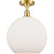 Ballston Athens 1 Light 12 inch Satin Gold Semi-Flush Mount Ceiling Light in Matte White Glass