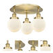 Beacon 3 Light 17.75 inch Brushed Brass Flush Mount Ceiling Light in Matte White
