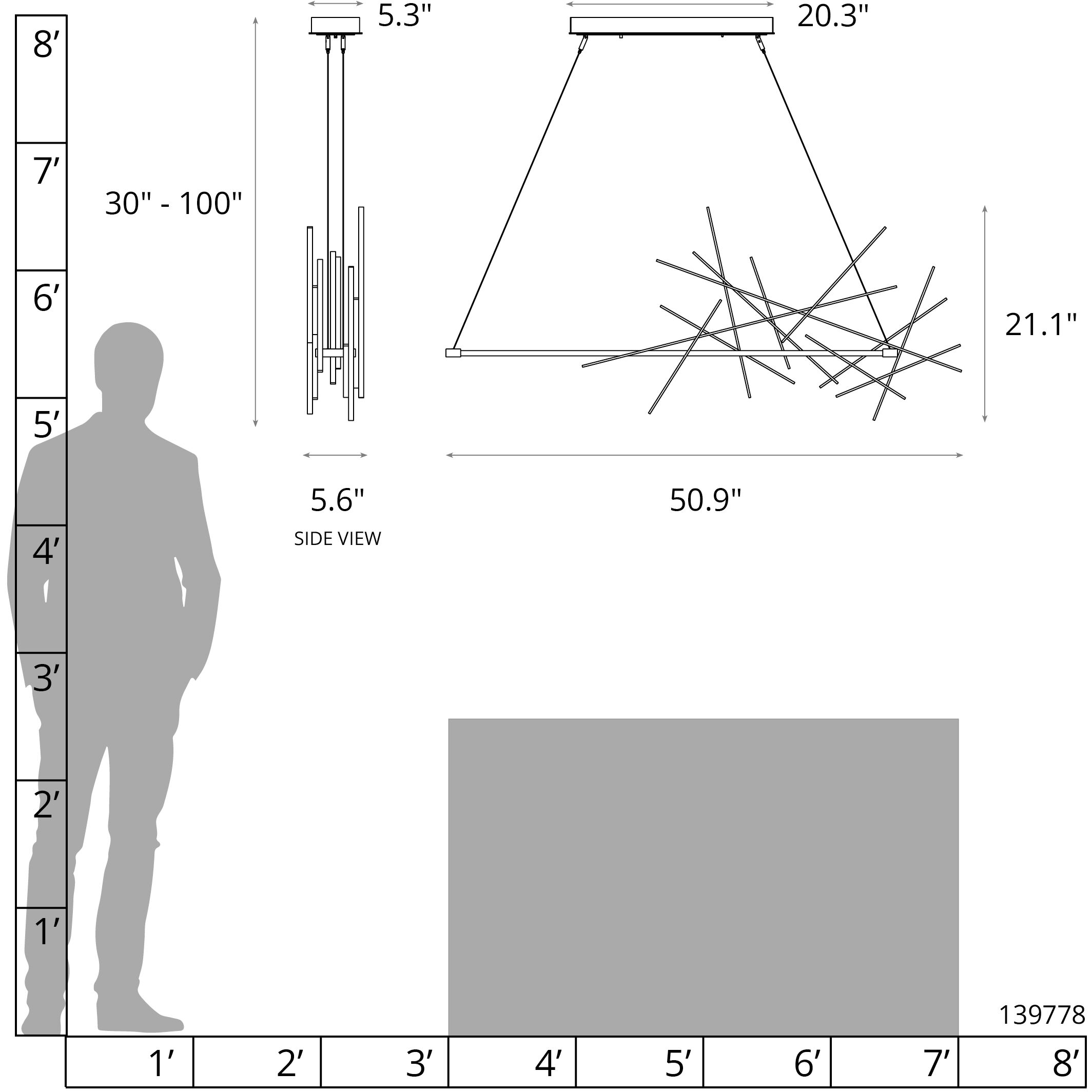 Cascade LED 50.9 inch Modern Brass Pendant Ceiling Light