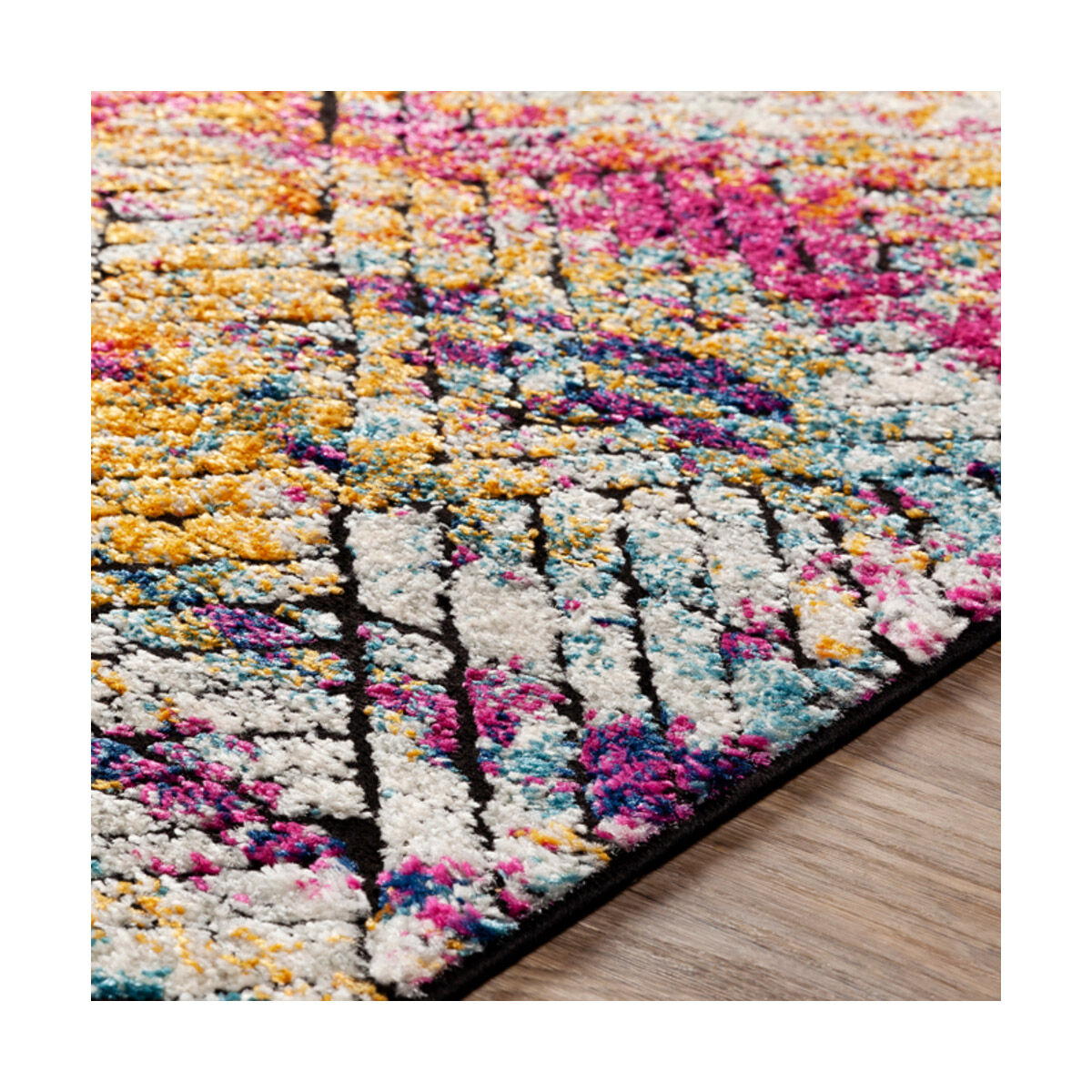 Dersim 87 X 63 inch Bright Pink/Saffron/Aqua/Denim/White/Black Rugs