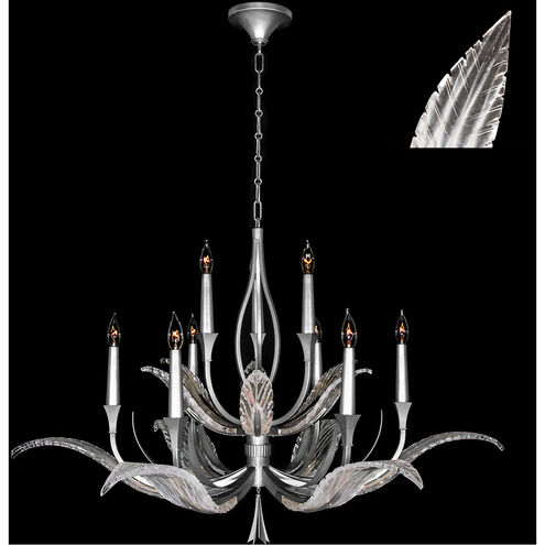 Plume 9 Light 45 inch Silver Chandelier Ceiling Light in White Feathers Studio Glass