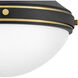 Oliver 1 Light 14 inch Black with Heritage Brass Indoor Flush Mount Ceiling Light