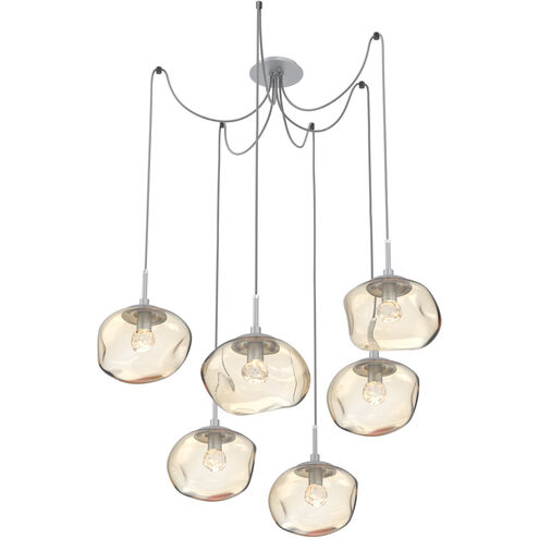 Nova LED 19 inch Classic Silver Swag Multi-Pendant Ceiling Light in 3000K LED, Floret Inner - Amber Outer