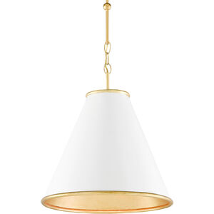 Pierrepont 1 Light 16 inch Painted Gesso White/Contemporary Gold Leaf Pendant Ceiling Light, Small