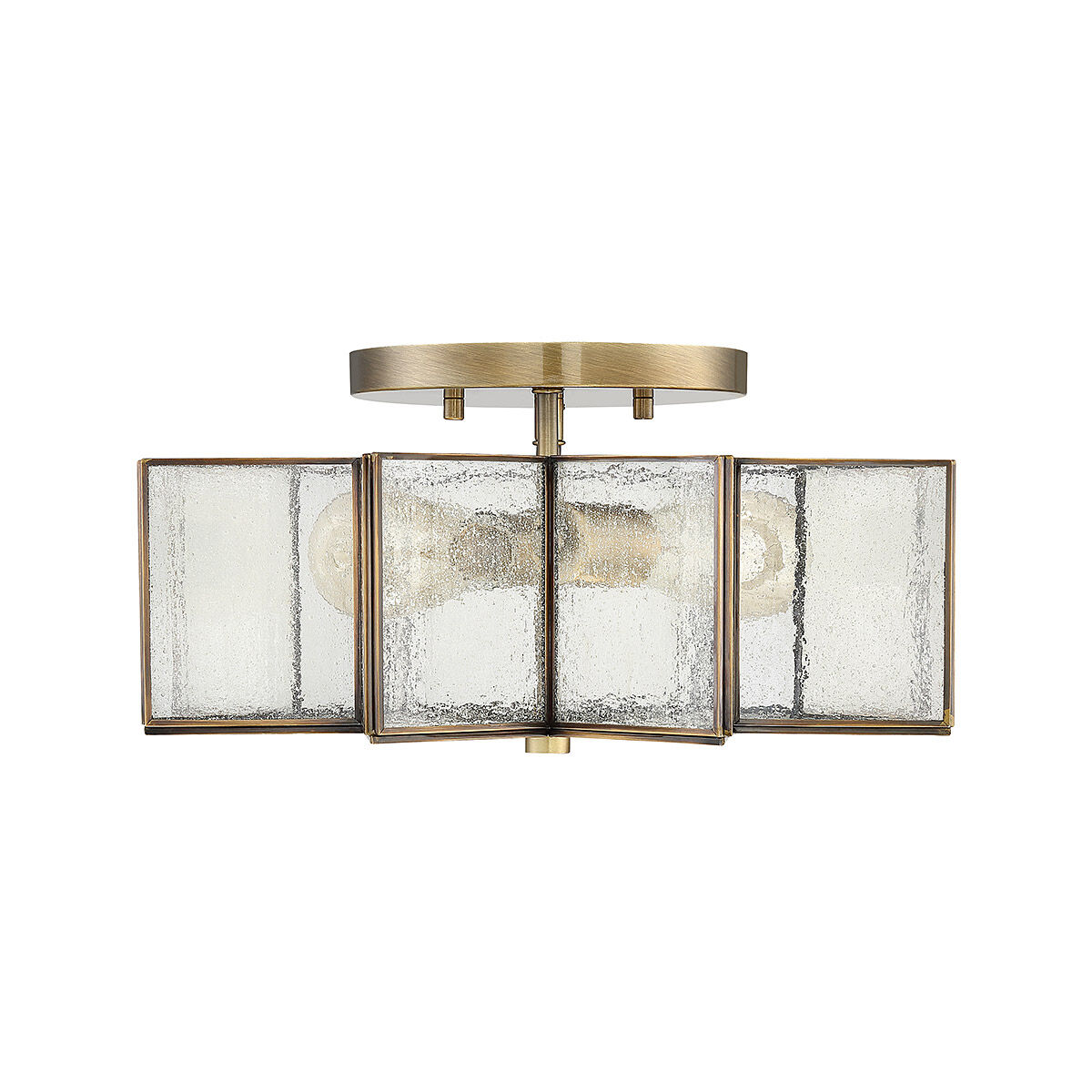 Modern 2 Light 16 inch Natural Brass Semi-Flush Ceiling Light