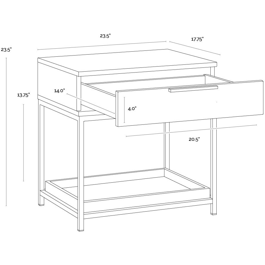 Rebel 23.5 X 23.5 inch Gold / Charcoal Grey Night Stand, Small