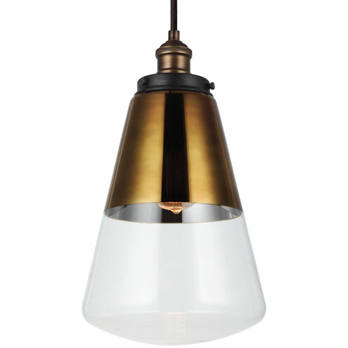 Sean Lavin Waveform 1 Light 9.75 inch Painted Aged Brass / Dark Weathered Zinc Pendant Ceiling Light in Painted Aged Brass with Dark Weathered Zinc, Gold Vacuum Plated Glass