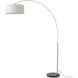 Float 92 inch 14 watt Satin Nickel and Black Arc Floor Lamp Portable Light in White Linen