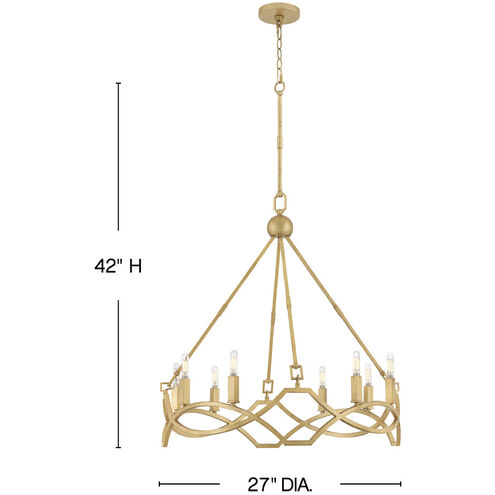 Leona 8 Light 27 inch Distressed Brass Chandelier Ceiling Light