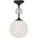 Alora Mood Celia 1 Light 7.88 inch Matte Black/Opal Glass Semi-Flush Mount Ceiling Light