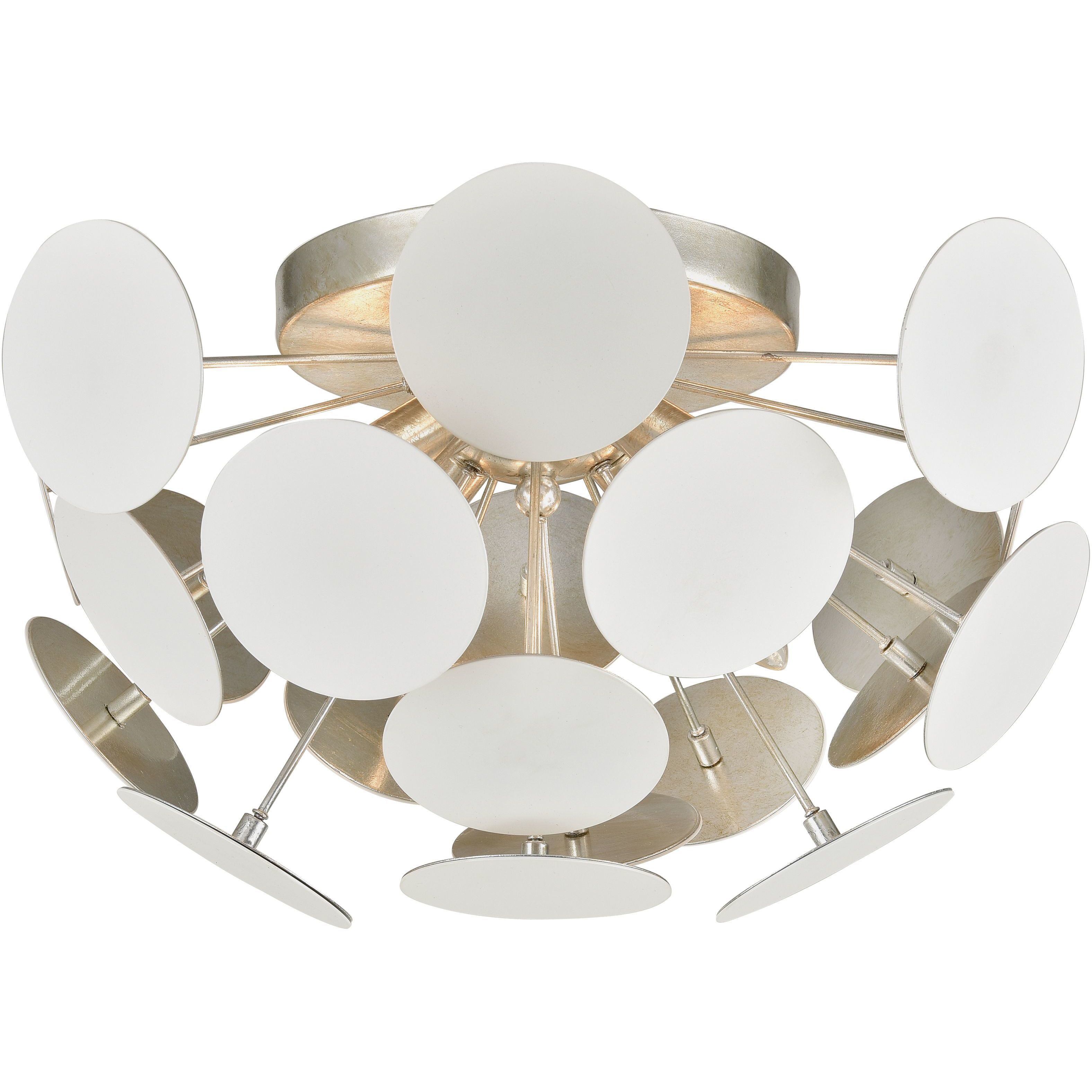 Modish 4 Light 18 inch Matte White with Silver Leaf Flush Mount Ceiling Light