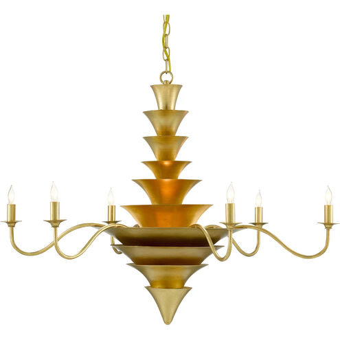 Sillage 7 Light 35 inch Contemporary Gold Leaf/Painted Contemporary Gold Chandelier Ceiling Light