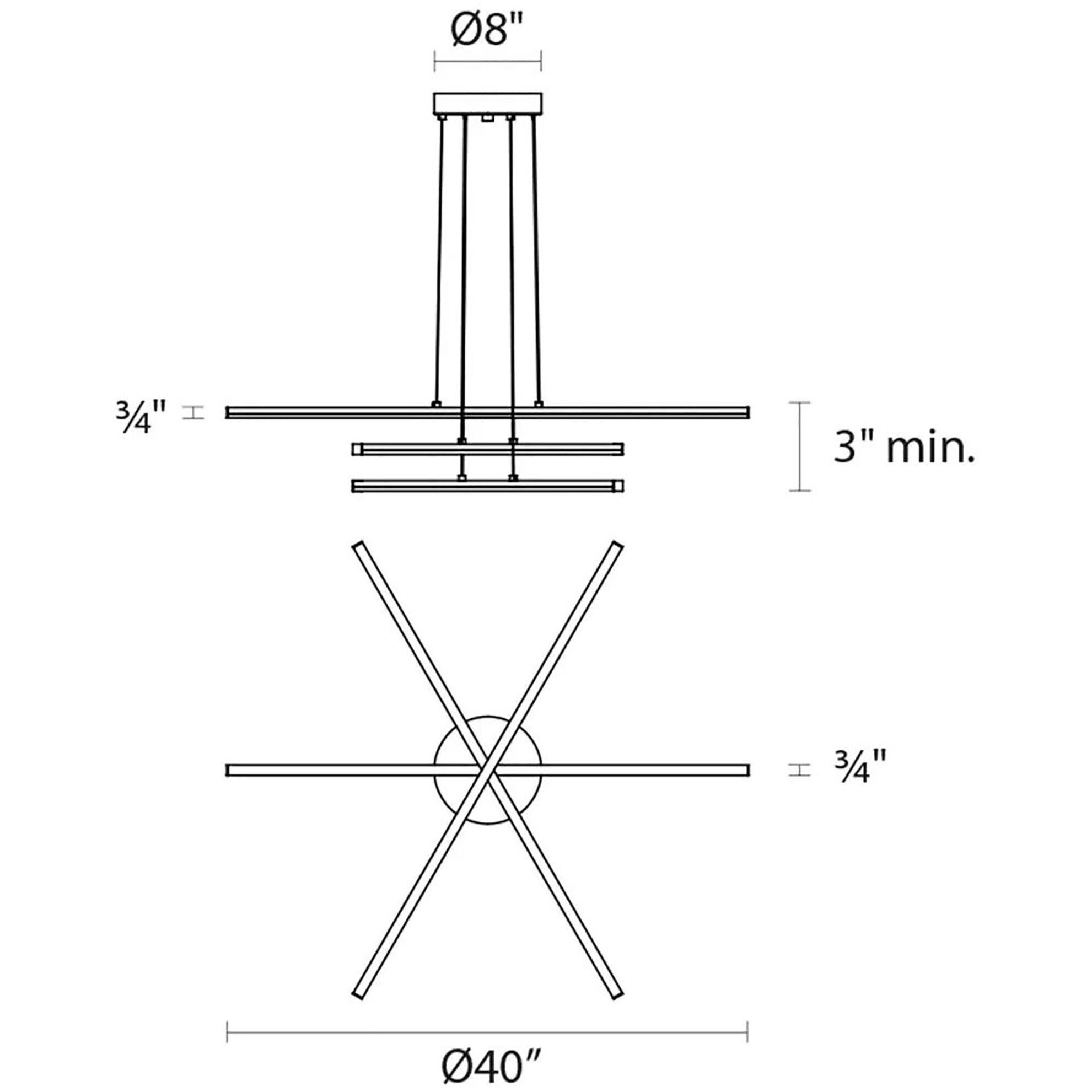 Stix LED 40 inch Bright Satin Aluminum Chandelier Ceiling Light