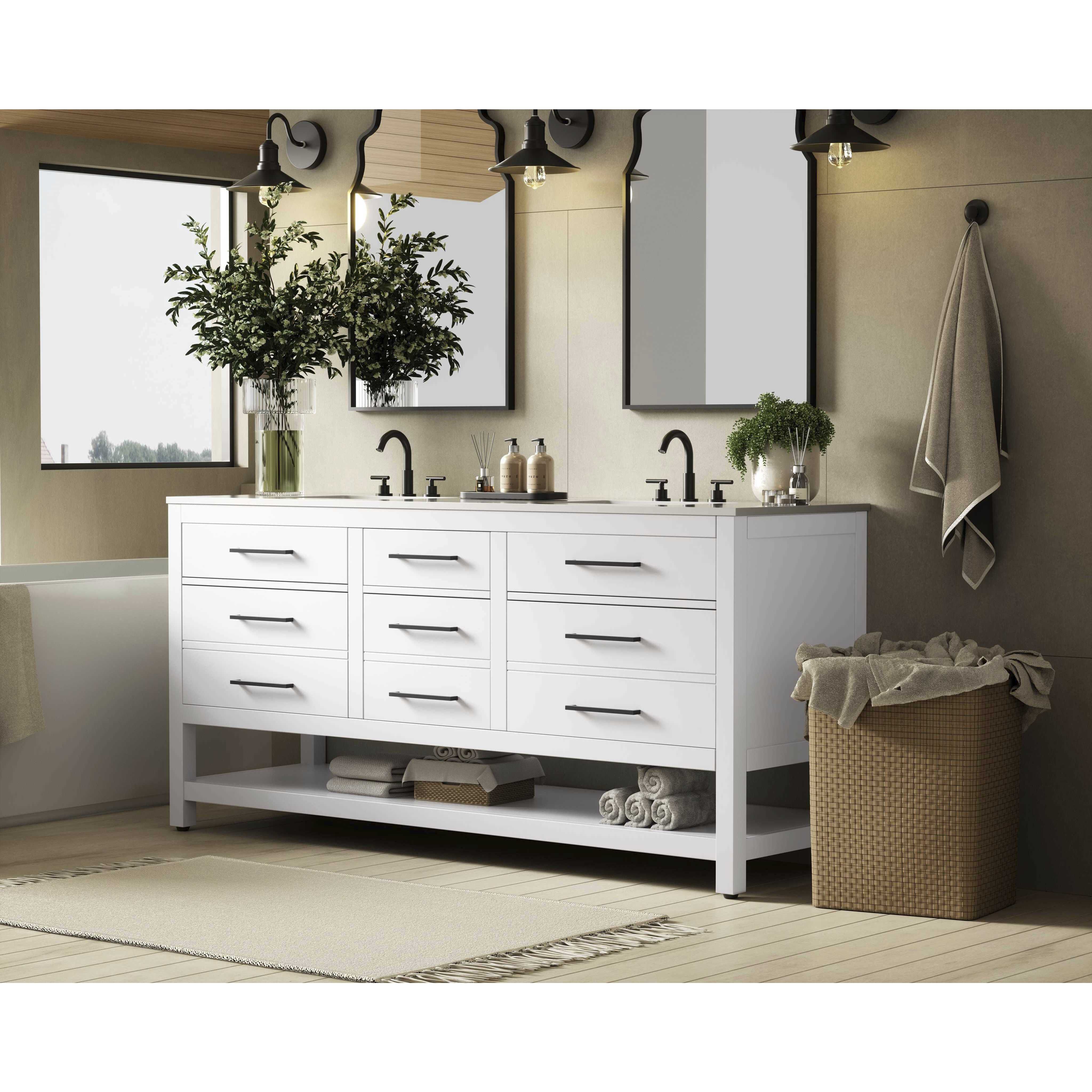 Karson 72 X 34 inch White Bathroom Vanity Cabinet