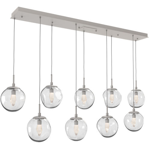 Aster LED LED Beige Silver Linear Pendant Ceiling Light in Metallic Beige Silver, 2700K LED, Geo Inner - Clear Outer, Multi-Port