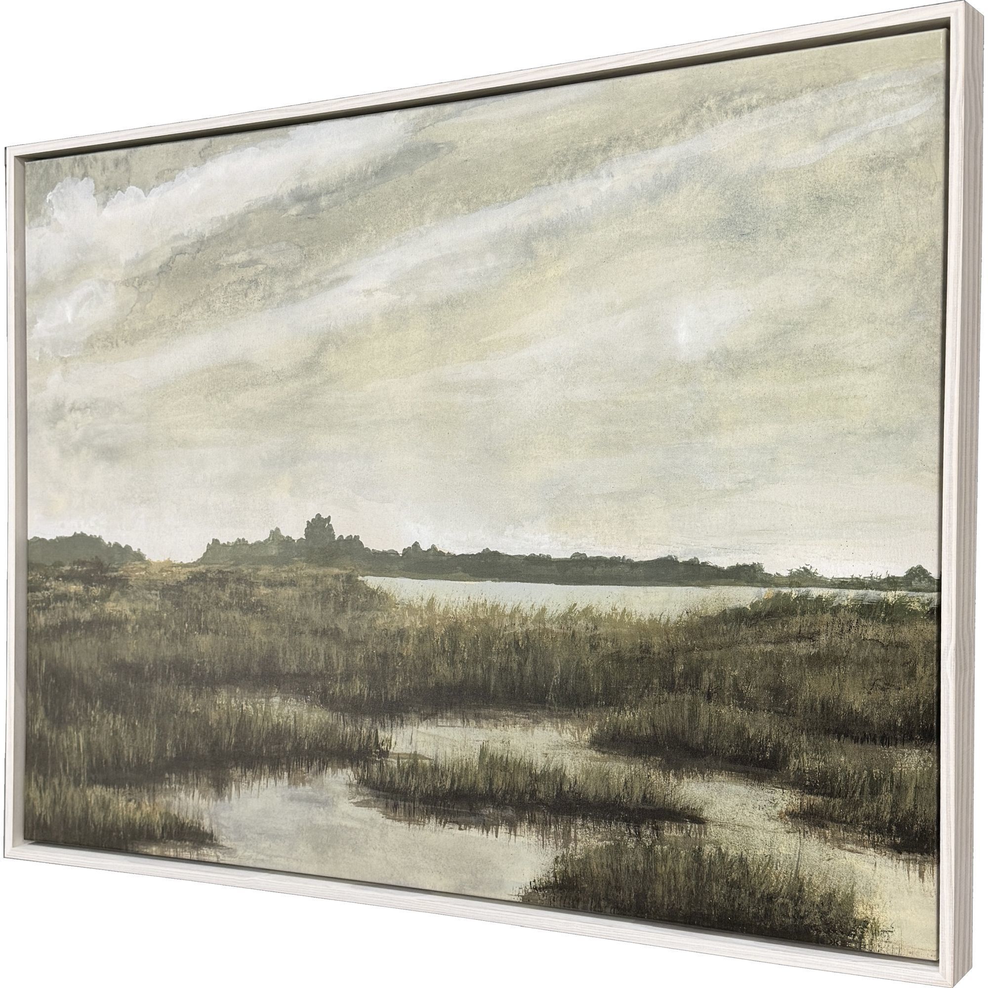 Overcast Inlet Green and Beige and Brown and Neutral Canvas