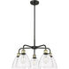Bristol Glass 5 Light 25.5 inch Black Antique Brass Chandelier Ceiling Light in Clear Glass