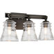 Graham Avenue 3 Light 22 inch Smoked Iron/Brushed Nickel Bath Light Wall Light