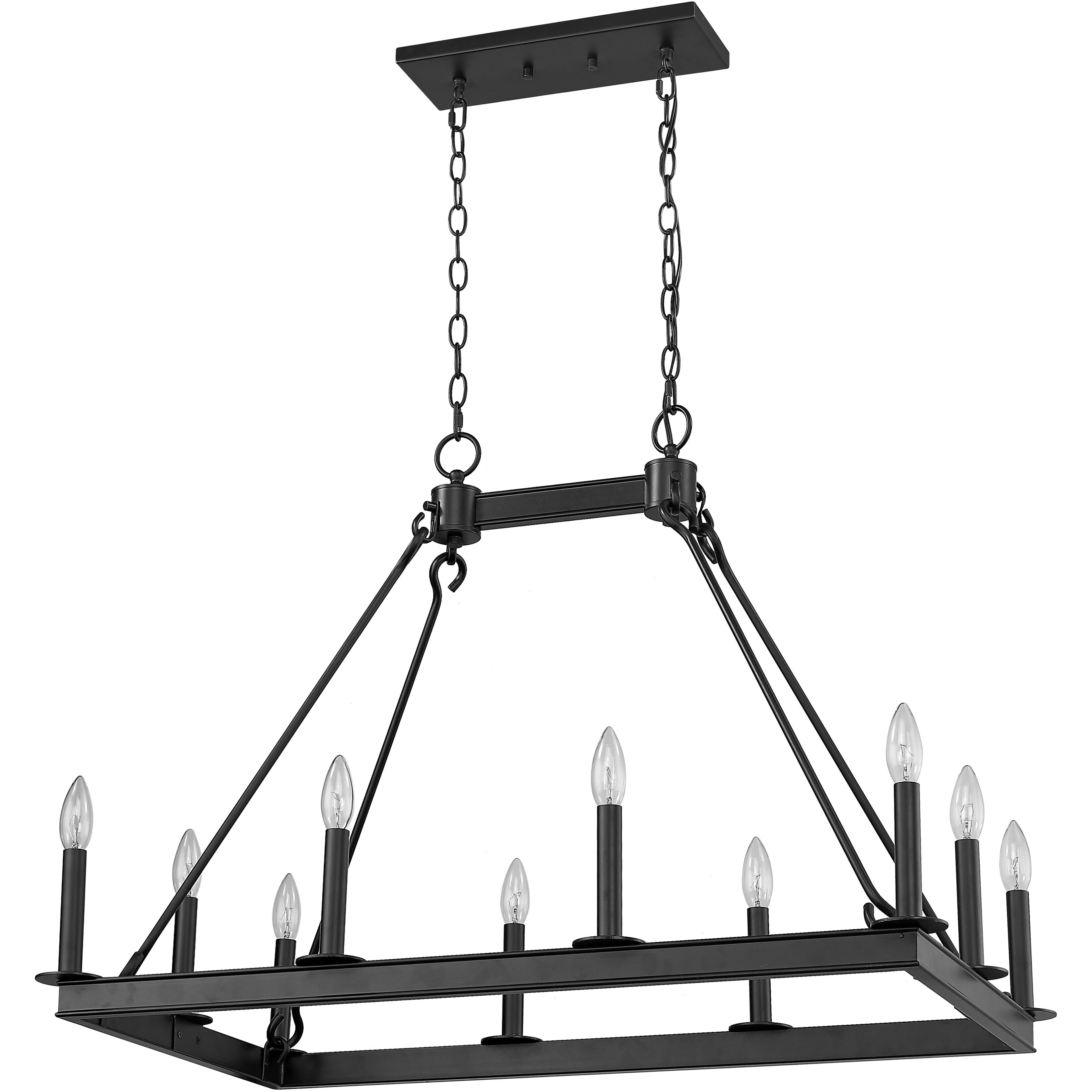 Barclay 10 Light 34 inch Matte Black Linear Chandelier Ceiling Light