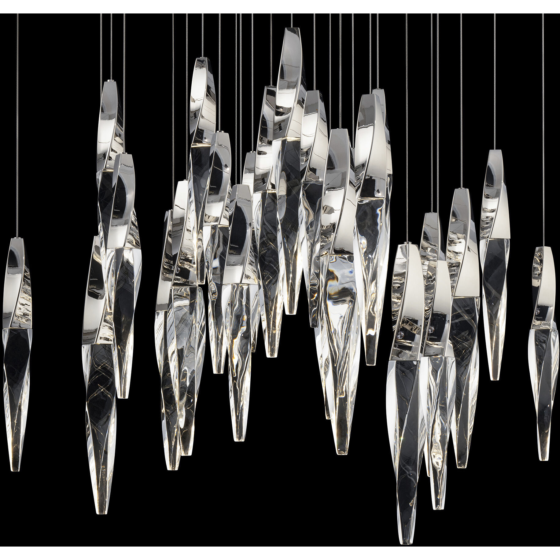 Beyond Kindjal LED 28 inch Polished Nickel Multi-Light Pendant Ceiling Light, Square Canopy