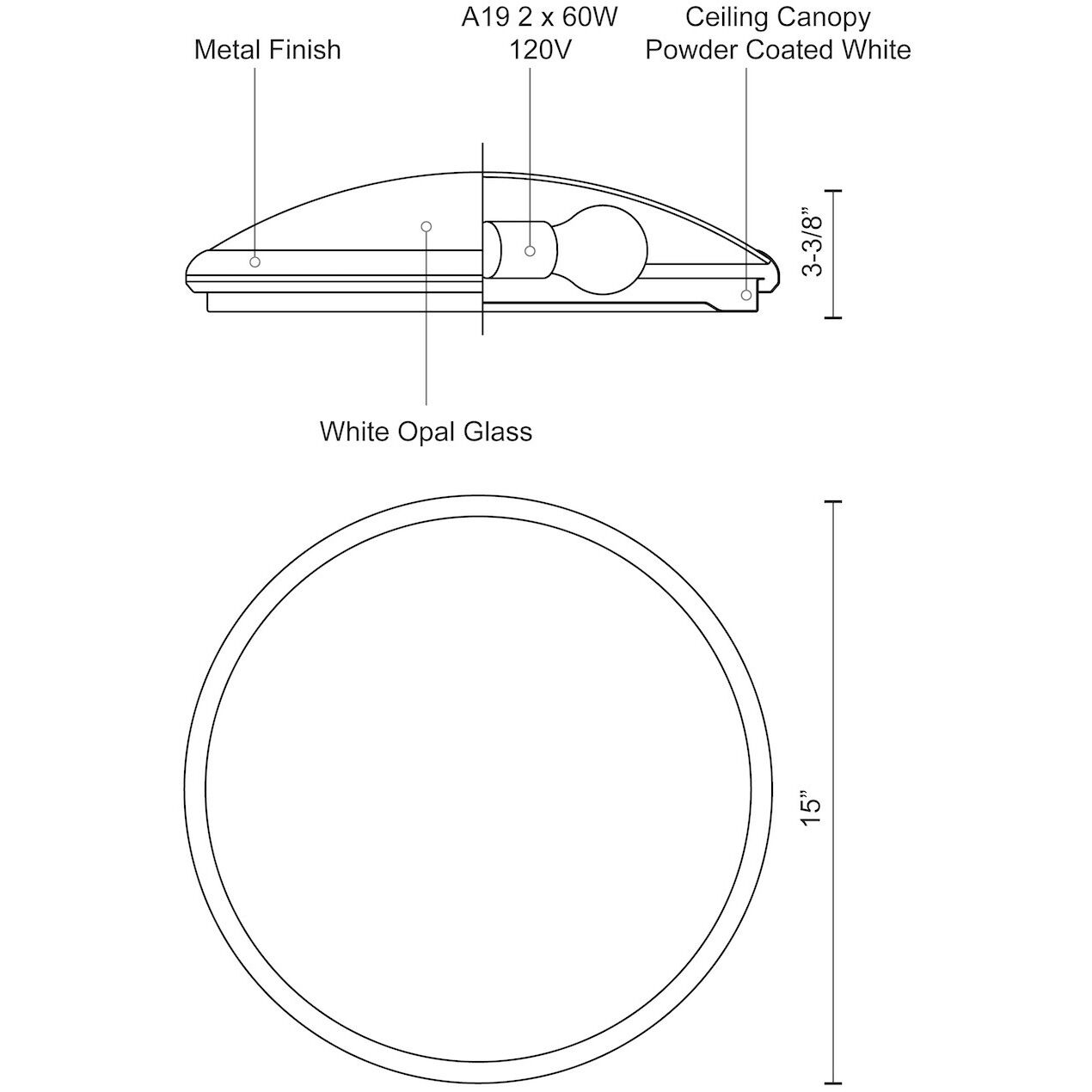 Malta 2 Light 15 inch Chrome Flush Mount Ceiling Light