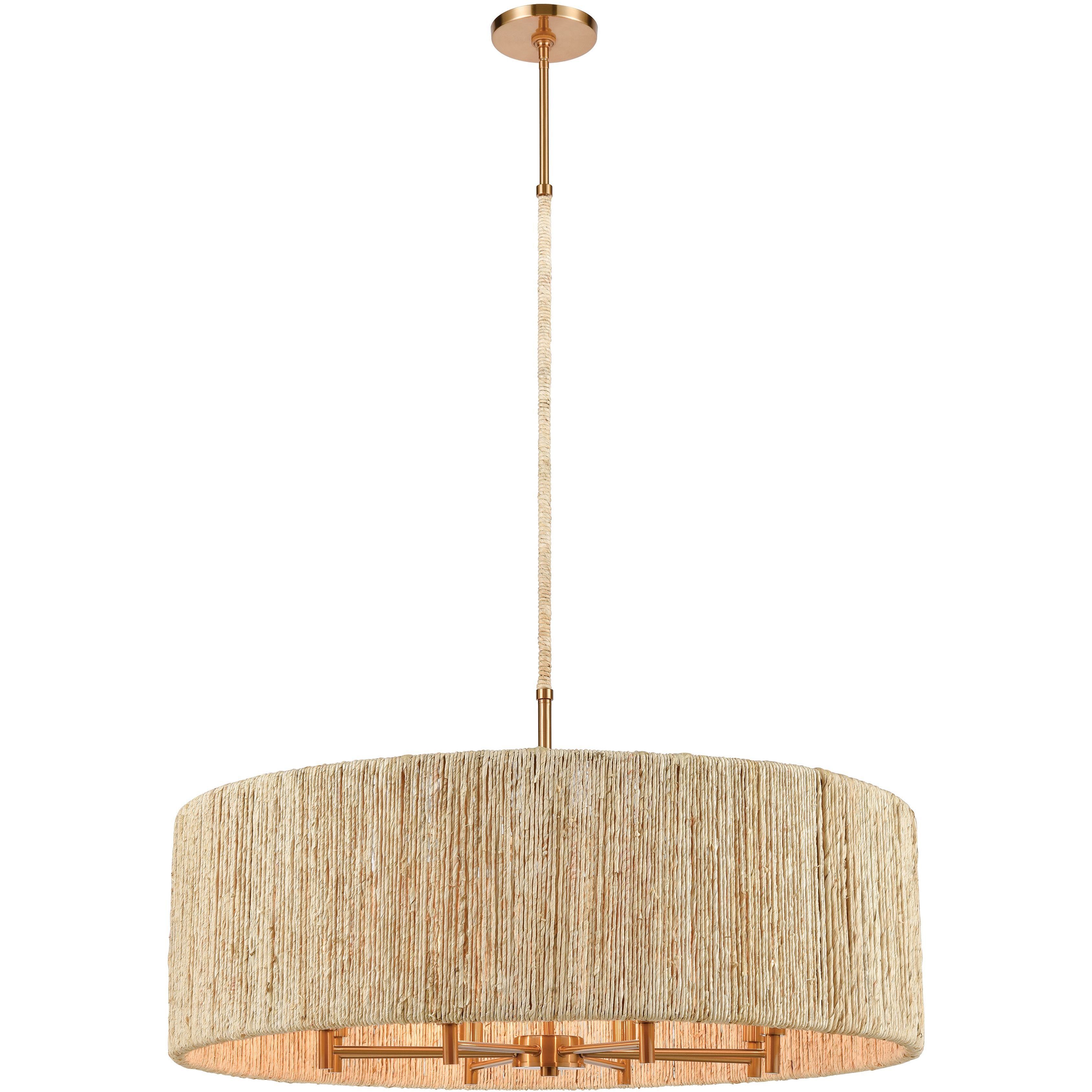 Abaca 8 Light 33 inch Satin Brass Chandelier Ceiling Light