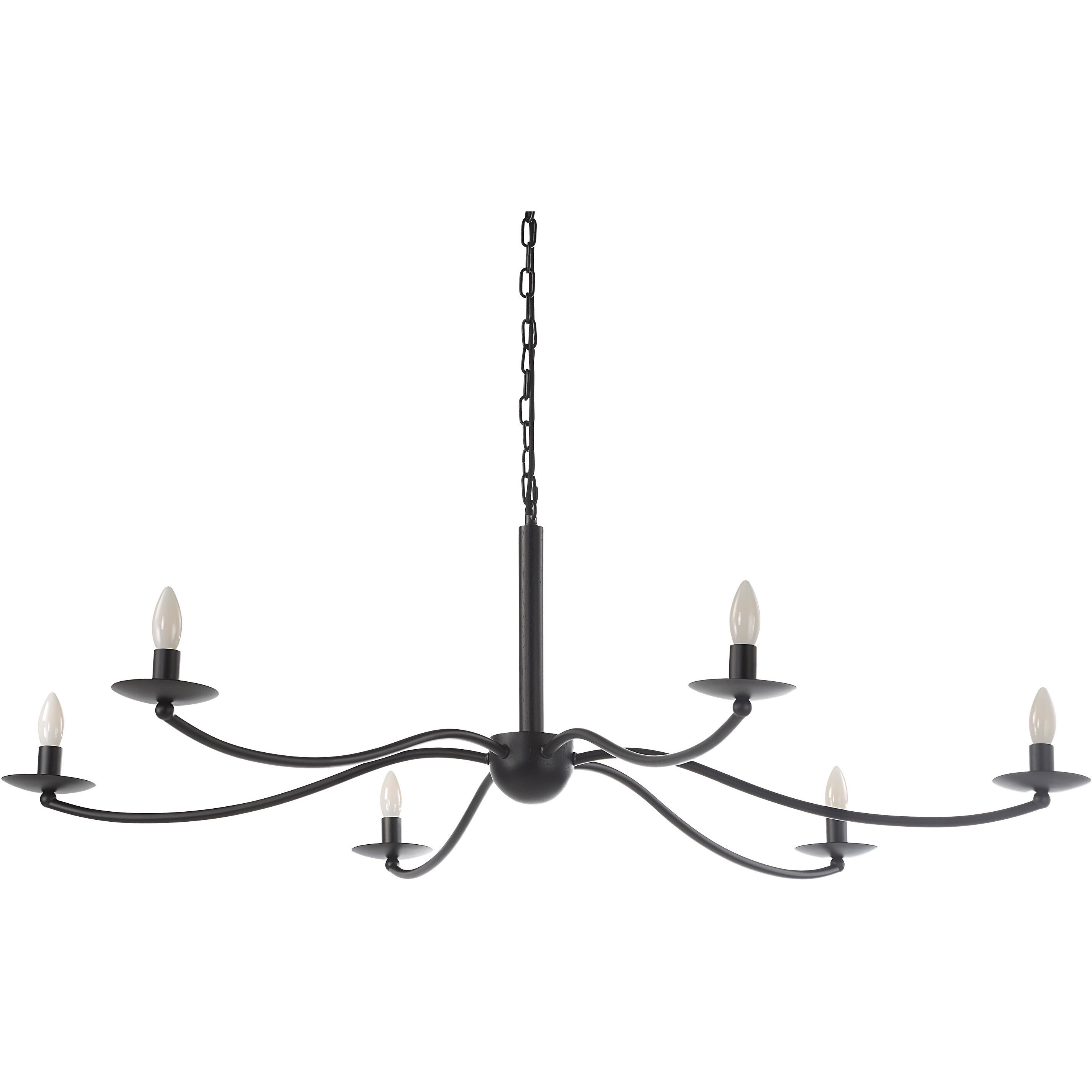 Landen 6 Light 50 inch Powder Coated Matte Black Chandelier Ceiling Light