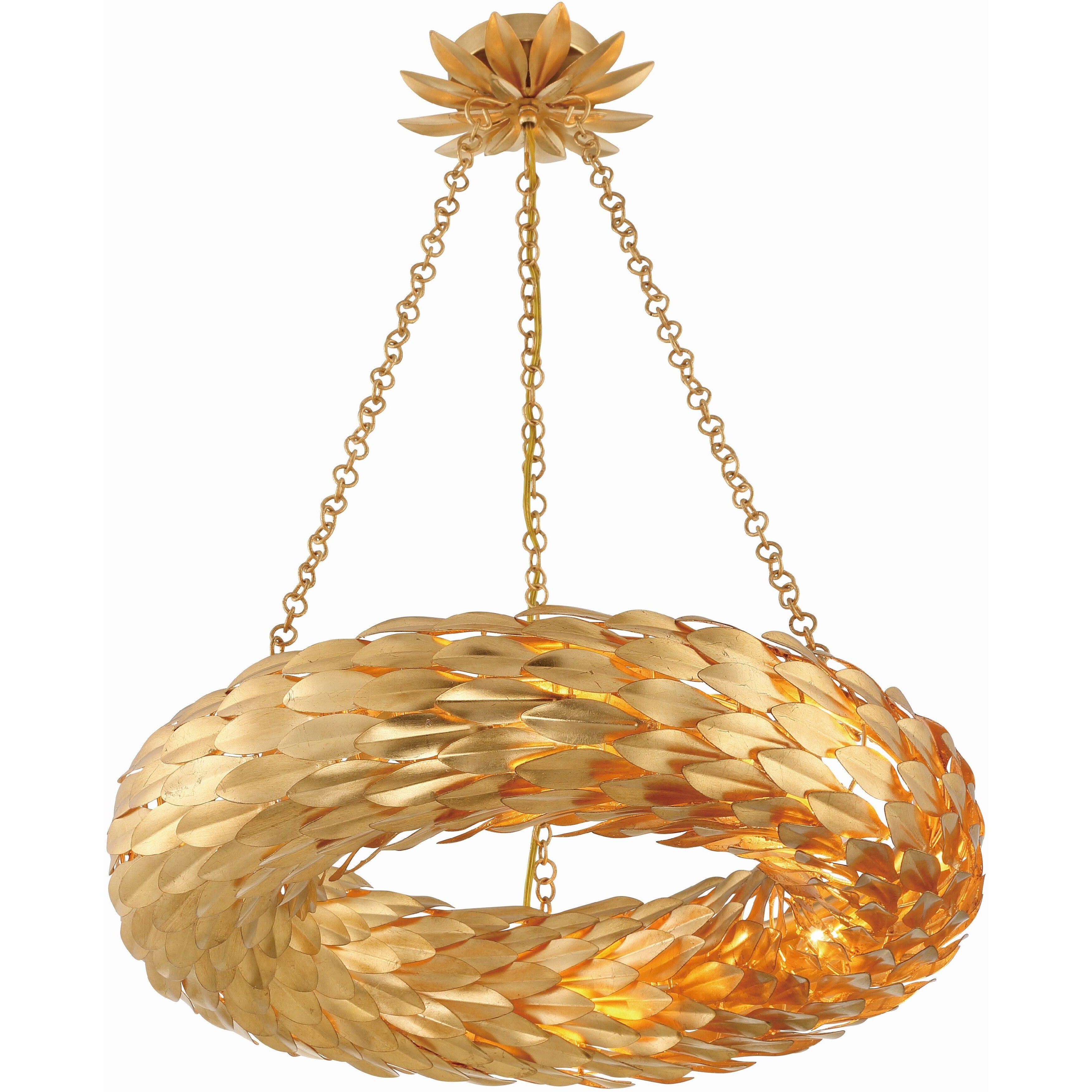 Broche 6 Light 24 inch Antique Gold Chandelier Ceiling Light