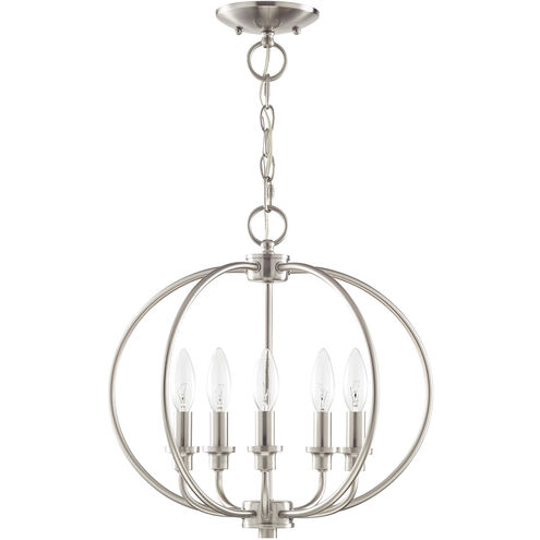 Milania 5 Light 16 inch Brushed Nickel Convertible Mini Chandelier/Ceiling Mount Ceiling Light