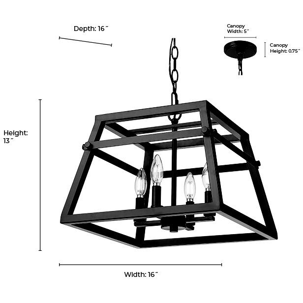 Tellsa 4 Light 16 inch Matte Black Pendant Ceiling Light