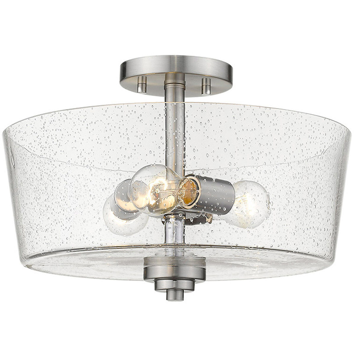 Rowe 3 Light 15 inch Satin Nickel Semi-Flush Mount Ceiling Light