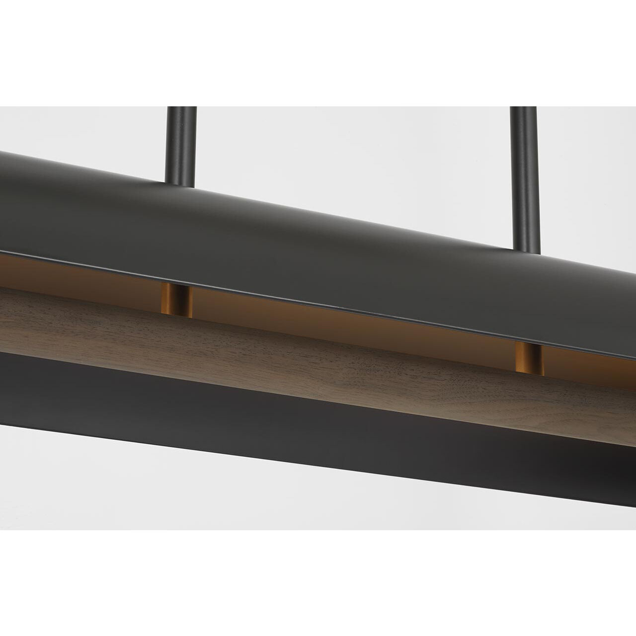 Anne-Marie Barton Remi Linear Pendant Ceiling Light in Matte Carbon and Warm Walnut
