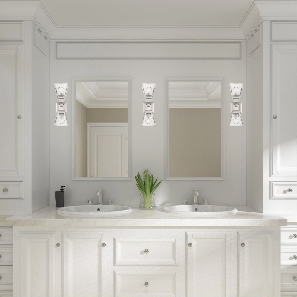 Mission 2 Light 5 inch Brushed Nickel Sconce Wall Light