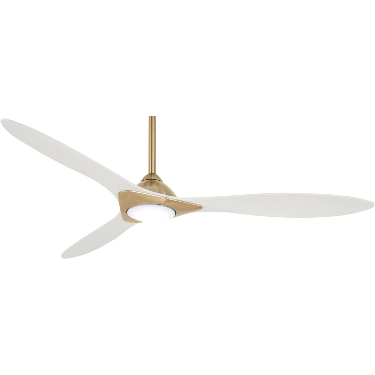 Sleek 60 inch Soft Brass/Flat White with Flat White Blades Ceiling Fan