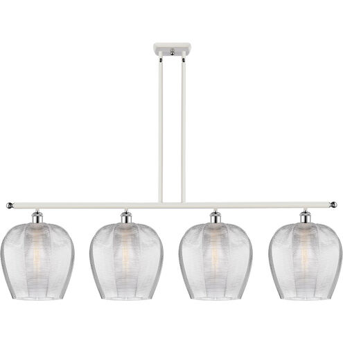 Ballston Norfolk LED 50 inch White and Polished Chrome Island Light Ceiling Light in Clear Glass