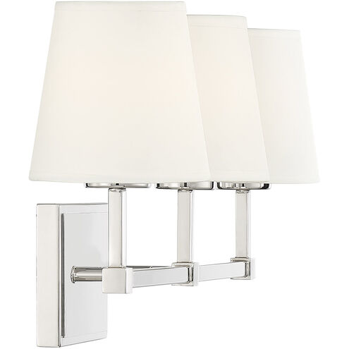 Contemporary 3 Light 24 inch Polished Nickel Bathroom Vanity Light Wall Light