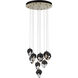 Chrysalis 9 Light 20.5 inch Modern Brass Pendant Ceiling Light in Black Crystal, Small