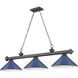 Cordon 3 Light 58 inch Bronze Plate Billiard Ceiling Light in Navy Blue Steel