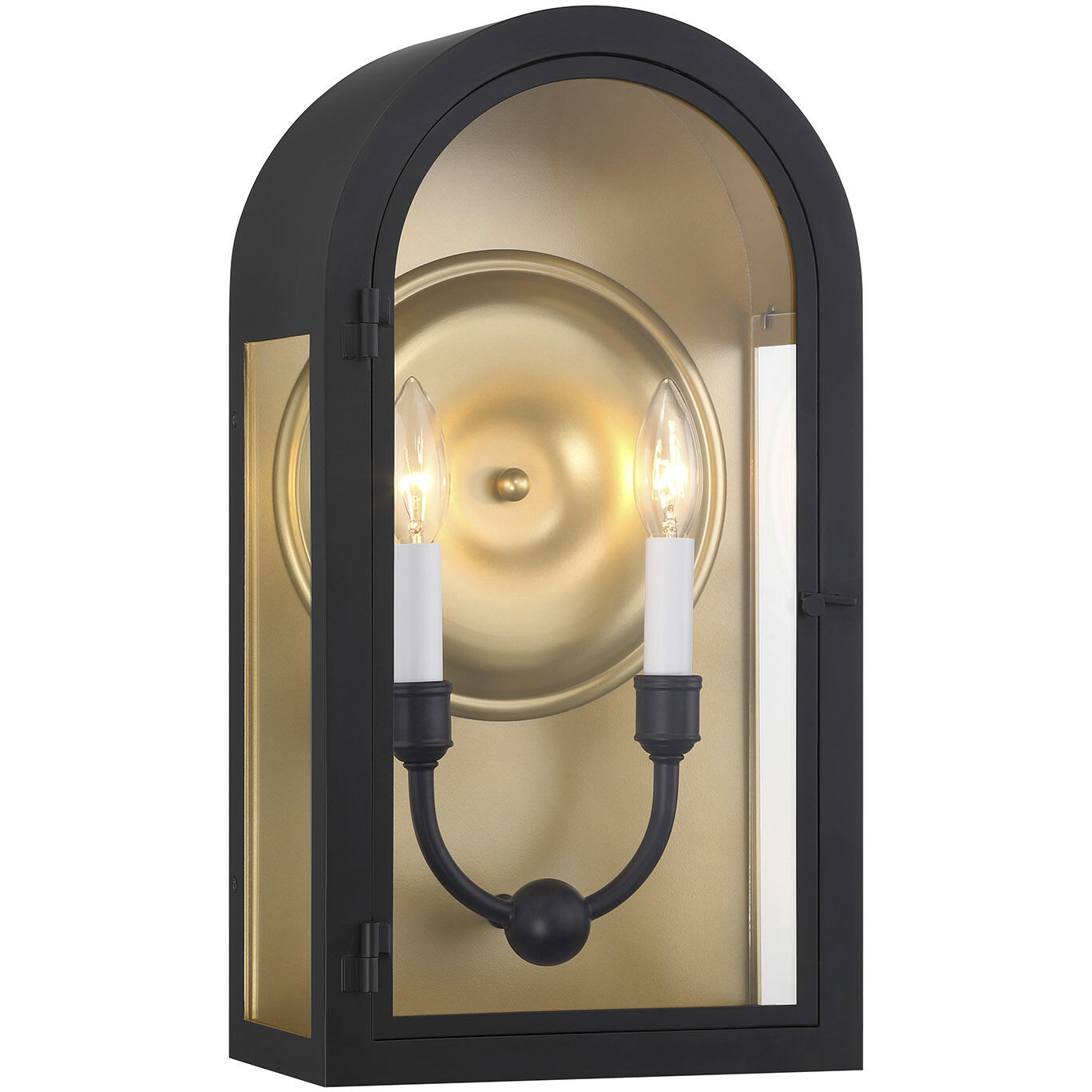 Grotto 2 Light 18.75 inch Matte Black with Vintage Gold Outdoor Wall Lantern